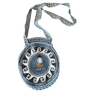 Vintage Handmade Andean Wool Mochila Bag Llama Motif Crossbody Boho Purse